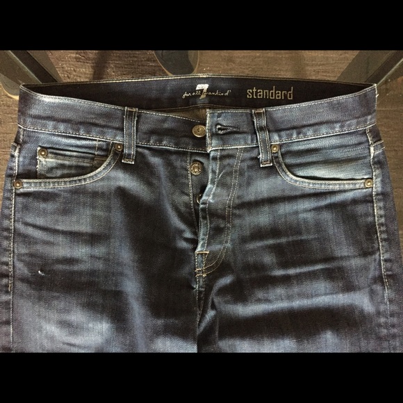 7 For All Mankind Denim 30 Wax Blue Stretch Jeans - Picture 2 of 8